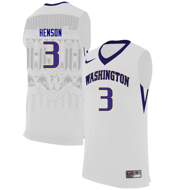 Men Washington Huskies #3 Mai-Loni Henson College Basketball Jerseys-White